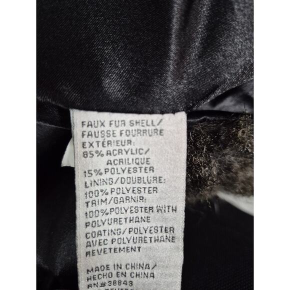 Via Spiga Faux Feather Fox Fur Open Vest Fully Lined Blk/Tan Sz L - Picture 5 of 5